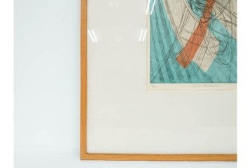 真作　サイン入り　1957年スタンリー・ウィリアム・ヘイター(Stanley William Hayter)作　「Combat Sous Marin」　銅板画　外箱付き　(R-084978)