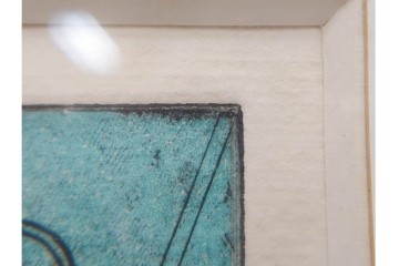 真作　サイン入り　1957年スタンリー・ウィリアム・ヘイター(Stanley William Hayter)作　「Combat Sous Marin」　銅板画　外箱付き　(R-084978)