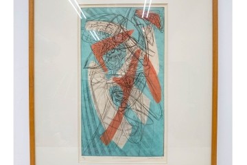 真作　サイン入り　1957年スタンリー・ウィリアム・ヘイター(Stanley William Hayter)作　「Combat Sous Marin」　銅板画　外箱付き　(R-084978)