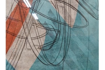 真作　サイン入り　1957年スタンリー・ウィリアム・ヘイター(Stanley William Hayter)作　「Combat Sous Marin」　銅板画　外箱付き　(R-084978)