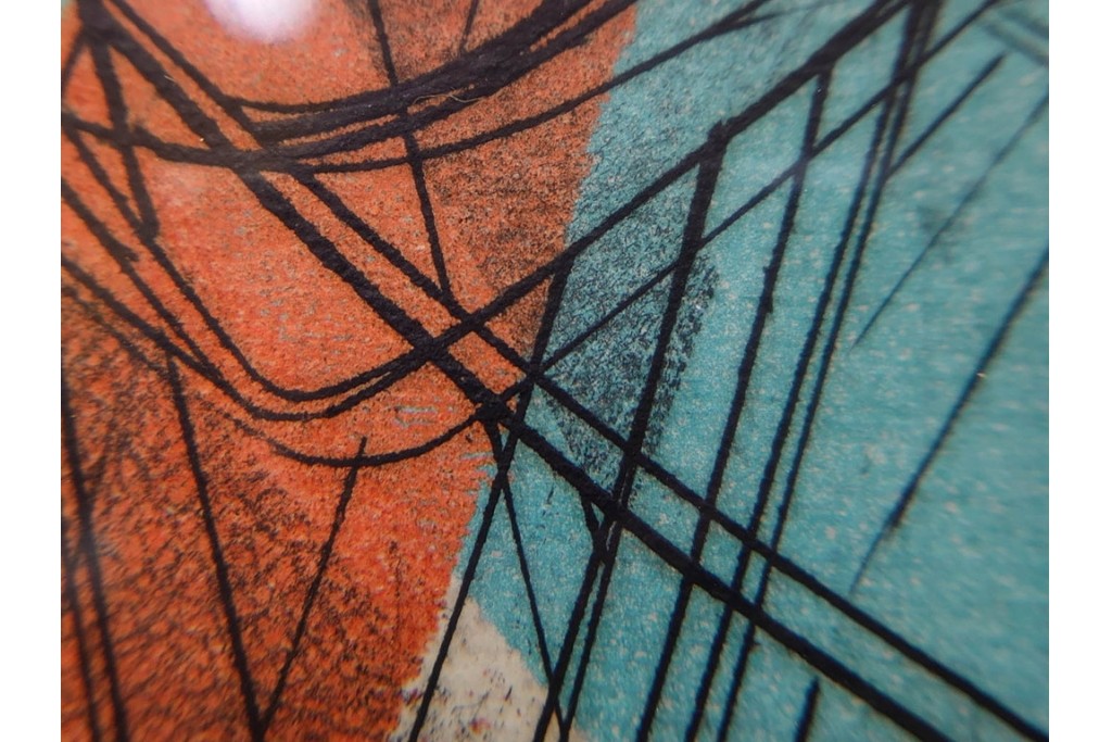 真作　サイン入り　1957年スタンリー・ウィリアム・ヘイター(Stanley William Hayter)作　「Combat Sous Marin」　銅板画　外箱付き　(R-084978)