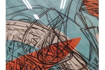 真作　サイン入り　1957年スタンリー・ウィリアム・ヘイター(Stanley William Hayter)作　「Combat Sous Marin」　銅板画　外箱付き　(R-084978)