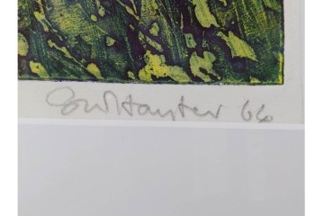 真作　サイン入り　1964年作　スタンリー・ウィリアム・ヘイター(Stanley William Hayter)　12/50　「Confluence(コンフルエンス)」　流れ込む線と色彩が静かな余韻を感じさせる銅版画　外箱付き　(R-084979)