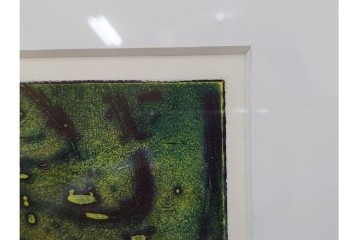 真作　サイン入り　1964年作　スタンリー・ウィリアム・ヘイター(Stanley William Hayter)　12/50　「Confluence(コンフルエンス)」　流れ込む線と色彩が静かな余韻を感じさせる銅版画　外箱付き　(R-084979)