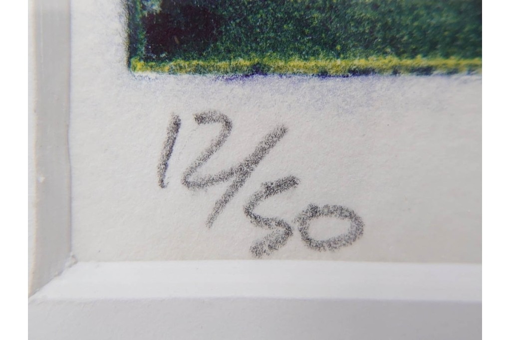 真作　サイン入り　1964年作　スタンリー・ウィリアム・ヘイター(Stanley William Hayter)　12/50　「Confluence(コンフルエンス)」　流れ込む線と色彩が静かな余韻を感じさせる銅版画　外箱付き　(R-084979)