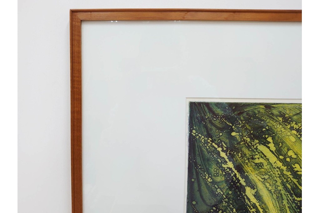 真作　サイン入り　1964年作　スタンリー・ウィリアム・ヘイター(Stanley William Hayter)　12/50　「Confluence(コンフルエンス)」　流れ込む線と色彩が静かな余韻を感じさせる銅版画　外箱付き　(R-084979)