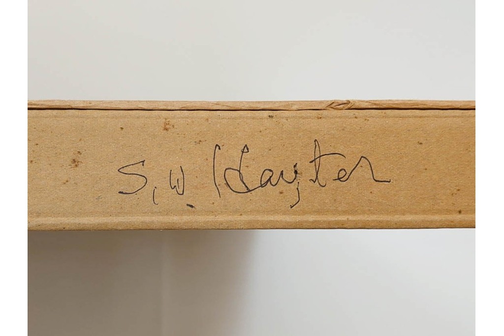 真作　サイン入り　1964年作　スタンリー・ウィリアム・ヘイター(Stanley William Hayter)　12/50　「Confluence(コンフルエンス)」　流れ込む線と色彩が静かな余韻を感じさせる銅版画　外箱付き　(R-084979)