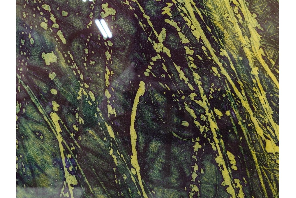 真作　サイン入り　1964年作　スタンリー・ウィリアム・ヘイター(Stanley William Hayter)　12/50　「Confluence(コンフルエンス)」　流れ込む線と色彩が静かな余韻を感じさせる銅版画　外箱付き　(R-084979)