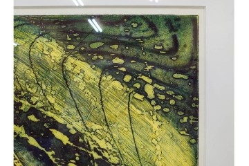 真作　サイン入り　1964年作　スタンリー・ウィリアム・ヘイター(Stanley William Hayter)　12/50　「Confluence(コンフルエンス)」　流れ込む線と色彩が静かな余韻を感じさせる銅版画　外箱付き　(R-084979)