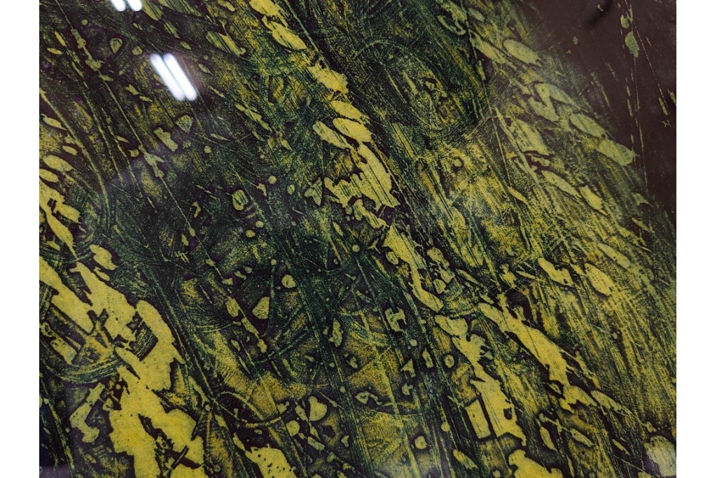 真作　サイン入り　1964年作　スタンリー・ウィリアム・ヘイター(Stanley William Hayter)　12/50　「Confluence(コンフルエンス)」　流れ込む線と色彩が静かな余韻を感じさせる銅版画　外箱付き　(R-084979)