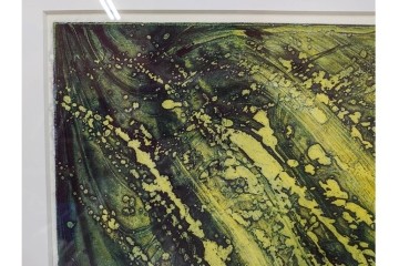 真作　サイン入り　1964年作　スタンリー・ウィリアム・ヘイター(Stanley William Hayter)　12/50　「Confluence(コンフルエンス)」　流れ込む線と色彩が静かな余韻を感じさせる銅版画　外箱付き　(R-084979)