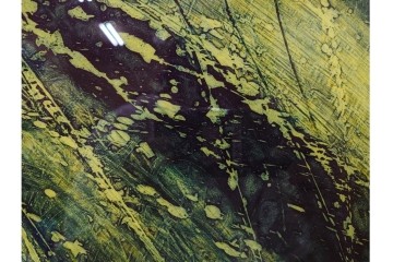 真作　サイン入り　1964年作　スタンリー・ウィリアム・ヘイター(Stanley William Hayter)　12/50　「Confluence(コンフルエンス)」　流れ込む線と色彩が静かな余韻を感じさせる銅版画　外箱付き　(R-084979)