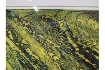 真作　サイン入り　1964年作　スタンリー・ウィリアム・ヘイター(Stanley William Hayter)　12/50　「Confluence(コンフルエンス)」　流れ込む線と色彩が静かな余韻を感じさせる銅版画　外箱付き　(R-084979)