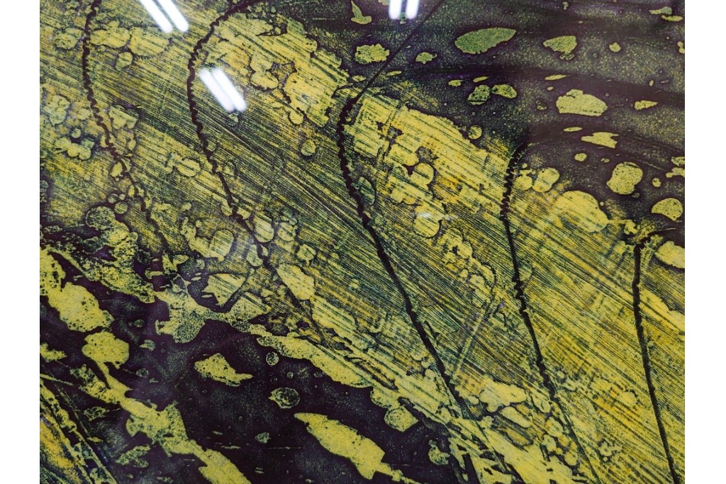 真作　サイン入り　1964年作　スタンリー・ウィリアム・ヘイター(Stanley William Hayter)　12/50　「Confluence(コンフルエンス)」　流れ込む線と色彩が静かな余韻を感じさせる銅版画　外箱付き　(R-084979)