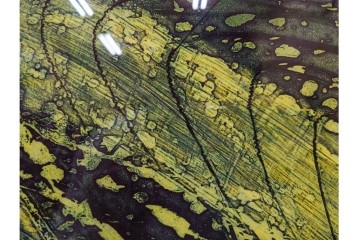 真作　サイン入り　1964年作　スタンリー・ウィリアム・ヘイター(Stanley William Hayter)　12/50　「Confluence(コンフルエンス)」　流れ込む線と色彩が静かな余韻を感じさせる銅版画　外箱付き　(R-084979)