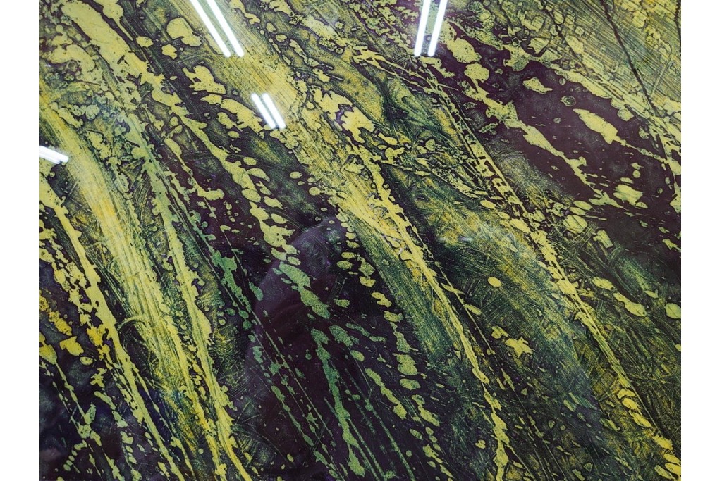 真作　サイン入り　1964年作　スタンリー・ウィリアム・ヘイター(Stanley William Hayter)　12/50　「Confluence(コンフルエンス)」　流れ込む線と色彩が静かな余韻を感じさせる銅版画　外箱付き　(R-084979)