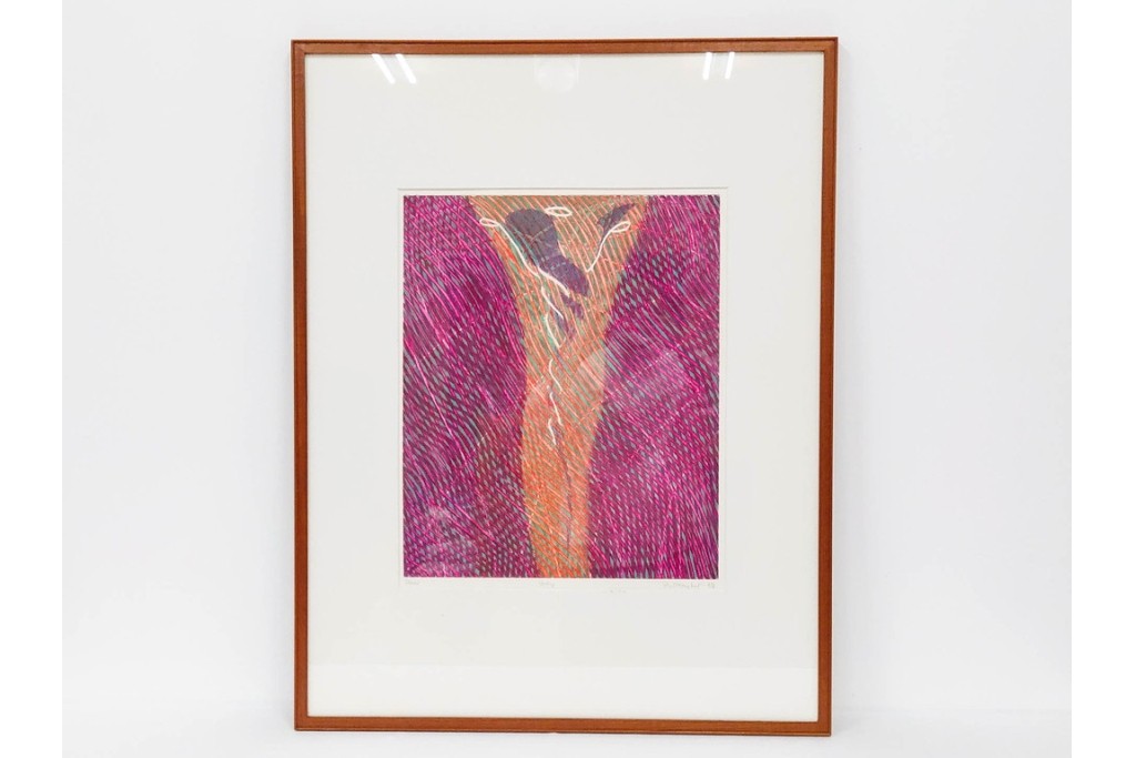 真作　サイン入り　1968年作　スタンリー・ウィリアム・ヘイター(Stanley William Hayter)　「Vortex(ボルテックス)」　渦巻く線と色彩が静かに視線を引き寄せる銅版画　外箱付き　(R-084980)