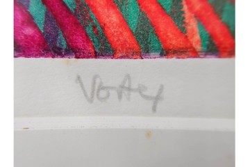 真作　サイン入り　1968年作　スタンリー・ウィリアム・ヘイター(Stanley William Hayter)　「Vortex(ボルテックス)」　渦巻く線と色彩が静かに視線を引き寄せる銅版画　外箱付き　(R-084980)