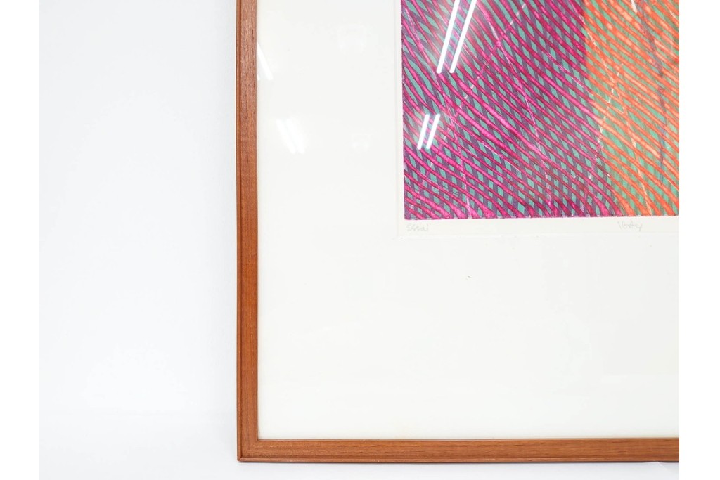 真作　サイン入り　1968年作　スタンリー・ウィリアム・ヘイター(Stanley William Hayter)　「Vortex(ボルテックス)」　渦巻く線と色彩が静かに視線を引き寄せる銅版画　外箱付き　(R-084980)