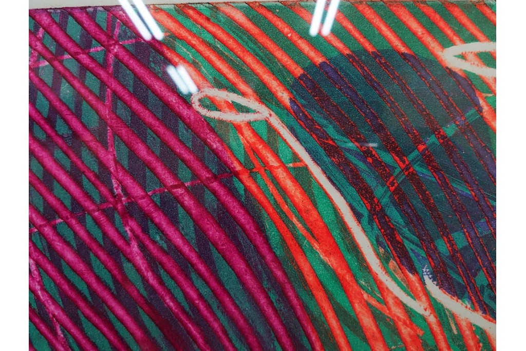 真作　サイン入り　1968年作　スタンリー・ウィリアム・ヘイター(Stanley William Hayter)　「Vortex(ボルテックス)」　渦巻く線と色彩が静かに視線を引き寄せる銅版画　外箱付き　(R-084980)