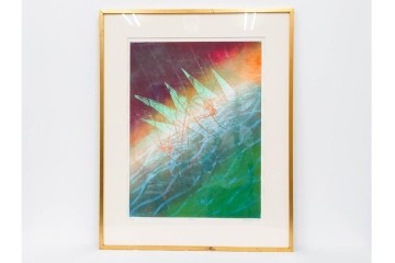 真作　サイン入り　1985年作　スタンリー・ウィリアム・ヘイター(Stanley William Hayter)　13/50 「Fastnet(ファストネット)」　鋭く走る線と色彩に惹きつけられる銅版画　外箱付き　(R-084981)