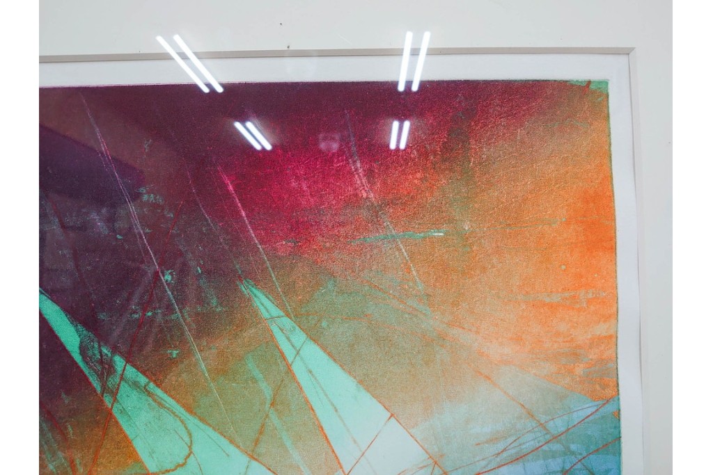 真作　サイン入り　1985年作　スタンリー・ウィリアム・ヘイター(Stanley William Hayter)　13/50 「Fastnet(ファストネット)」　鋭く走る線と色彩に惹きつけられる銅版画　外箱付き　(R-084981)