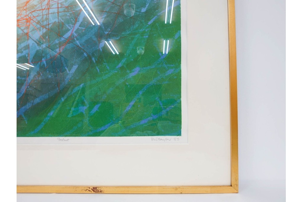 真作　サイン入り　1985年作　スタンリー・ウィリアム・ヘイター(Stanley William Hayter)　13/50 「Fastnet(ファストネット)」　鋭く走る線と色彩に惹きつけられる銅版画　外箱付き　(R-084981)