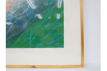 真作　サイン入り　1985年作　スタンリー・ウィリアム・ヘイター(Stanley William Hayter)　13/50 「Fastnet(ファストネット)」　鋭く走る線と色彩に惹きつけられる銅版画　外箱付き　(R-084981)