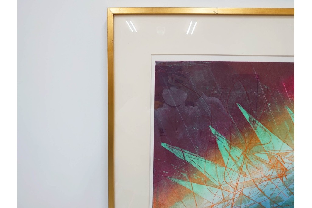 真作　サイン入り　1985年作　スタンリー・ウィリアム・ヘイター(Stanley William Hayter)　13/50 「Fastnet(ファストネット)」　鋭く走る線と色彩に惹きつけられる銅版画　外箱付き　(R-084981)