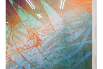 真作　サイン入り　1985年作　スタンリー・ウィリアム・ヘイター(Stanley William Hayter)　13/50 「Fastnet(ファストネット)」　鋭く走る線と色彩に惹きつけられる銅版画　外箱付き　(R-084981)