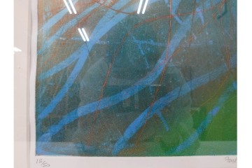 真作　サイン入り　1985年作　スタンリー・ウィリアム・ヘイター(Stanley William Hayter)　13/50 「Fastnet(ファストネット)」　鋭く走る線と色彩に惹きつけられる銅版画　外箱付き　(R-084981)