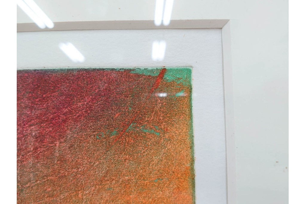 真作　サイン入り　1985年作　スタンリー・ウィリアム・ヘイター(Stanley William Hayter)　13/50 「Fastnet(ファストネット)」　鋭く走る線と色彩に惹きつけられる銅版画　外箱付き　(R-084981)