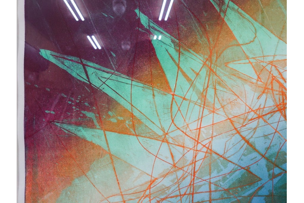 真作　サイン入り　1985年作　スタンリー・ウィリアム・ヘイター(Stanley William Hayter)　13/50 「Fastnet(ファストネット)」　鋭く走る線と色彩に惹きつけられる銅版画　外箱付き　(R-084981)