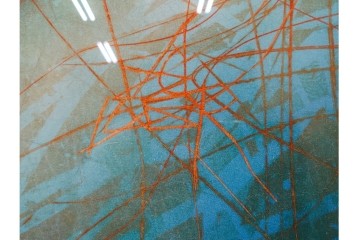 真作　サイン入り　1985年作　スタンリー・ウィリアム・ヘイター(Stanley William Hayter)　13/50 「Fastnet(ファストネット)」　鋭く走る線と色彩に惹きつけられる銅版画　外箱付き　(R-084981)