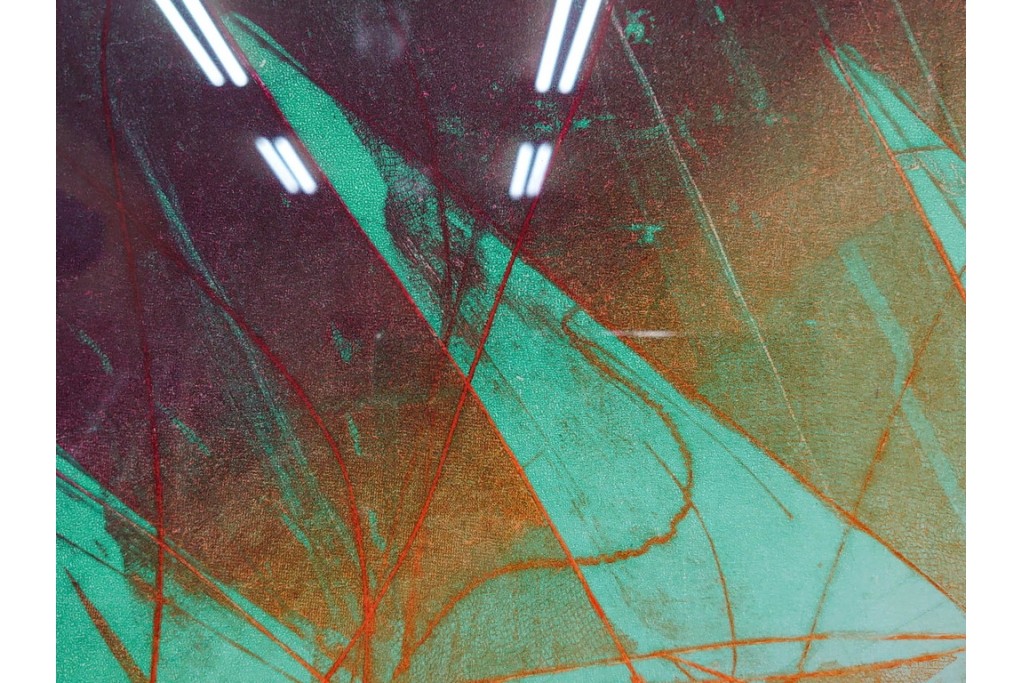 真作　サイン入り　1985年作　スタンリー・ウィリアム・ヘイター(Stanley William Hayter)　13/50 「Fastnet(ファストネット)」　鋭く走る線と色彩に惹きつけられる銅版画　外箱付き　(R-084981)