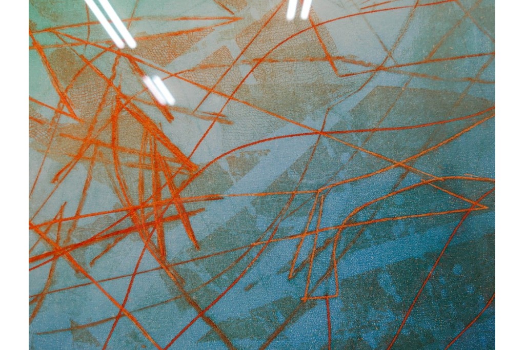 真作　サイン入り　1985年作　スタンリー・ウィリアム・ヘイター(Stanley William Hayter)　13/50 「Fastnet(ファストネット)」　鋭く走る線と色彩に惹きつけられる銅版画　外箱付き　(R-084981)