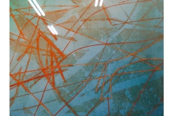 真作　サイン入り　1985年作　スタンリー・ウィリアム・ヘイター(Stanley William Hayter)　13/50 「Fastnet(ファストネット)」　鋭く走る線と色彩に惹きつけられる銅版画　外箱付き　(R-084981)