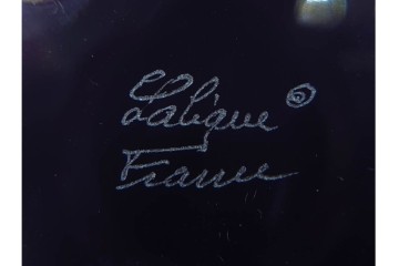 フランス　 LALIQUE(ラリック)　ローズマリー・バジル　繊細な植物の陰影が美しいキャンドルフォルダー2点セット　外箱付き　(R-084982)