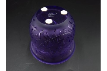 フランス　 LALIQUE(ラリック)　ローズマリー・バジル　繊細な植物の陰影が美しいキャンドルフォルダー2点セット　外箱付き　(R-084982)