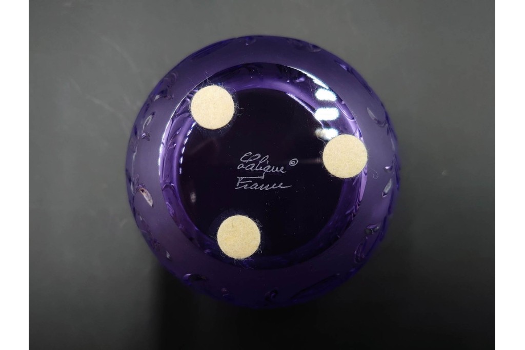 フランス　 LALIQUE(ラリック)　ローズマリー・バジル　繊細な植物の陰影が美しいキャンドルフォルダー2点セット　外箱付き　(R-084982)