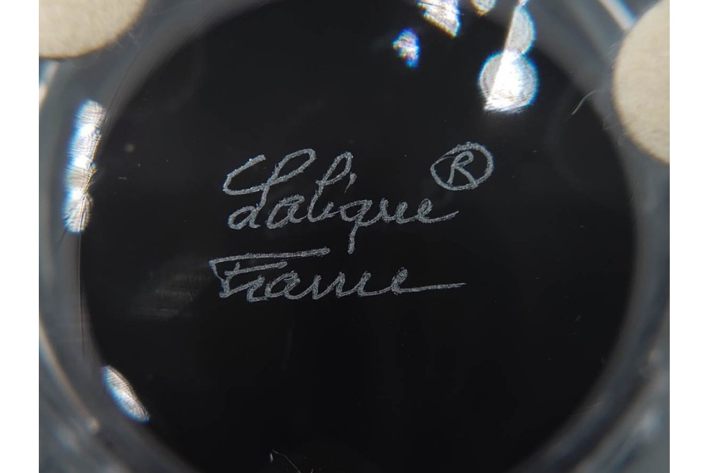 フランス　 LALIQUE(ラリック)　ローズマリー・バジル　繊細な植物の陰影が美しいキャンドルフォルダー2点セット　外箱付き　(R-084982)