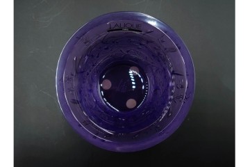 フランス　 LALIQUE(ラリック)　ローズマリー・バジル　繊細な植物の陰影が美しいキャンドルフォルダー2点セット　外箱付き　(R-084982)