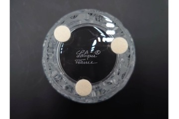 フランス　 LALIQUE(ラリック)　ローズマリー・バジル　繊細な植物の陰影が美しいキャンドルフォルダー2点セット　外箱付き　(R-084982)