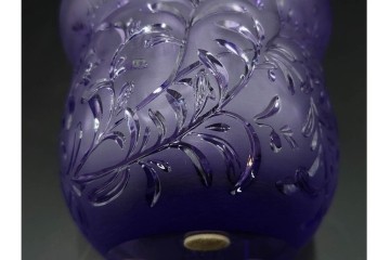 フランス　 LALIQUE(ラリック)　ローズマリー・バジル　繊細な植物の陰影が美しいキャンドルフォルダー2点セット　外箱付き　(R-084982)