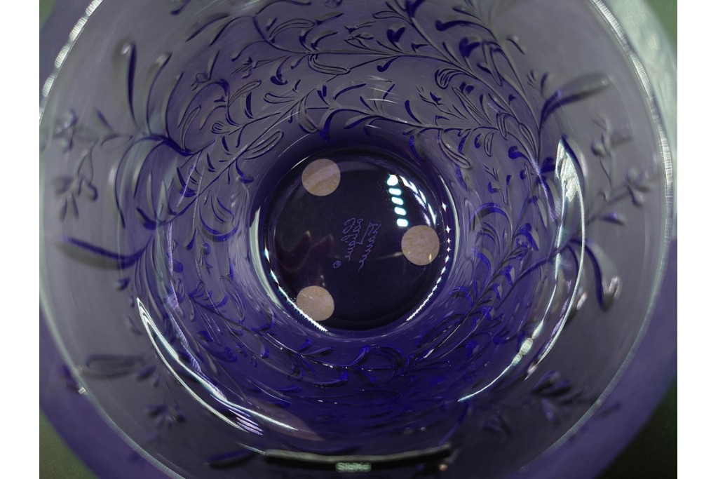 フランス　 LALIQUE(ラリック)　ローズマリー・バジル　繊細な植物の陰影が美しいキャンドルフォルダー2点セット　外箱付き　(R-084982)