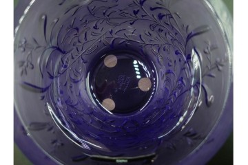 フランス　 LALIQUE(ラリック)　ローズマリー・バジル　繊細な植物の陰影が美しいキャンドルフォルダー2点セット　外箱付き　(R-084982)