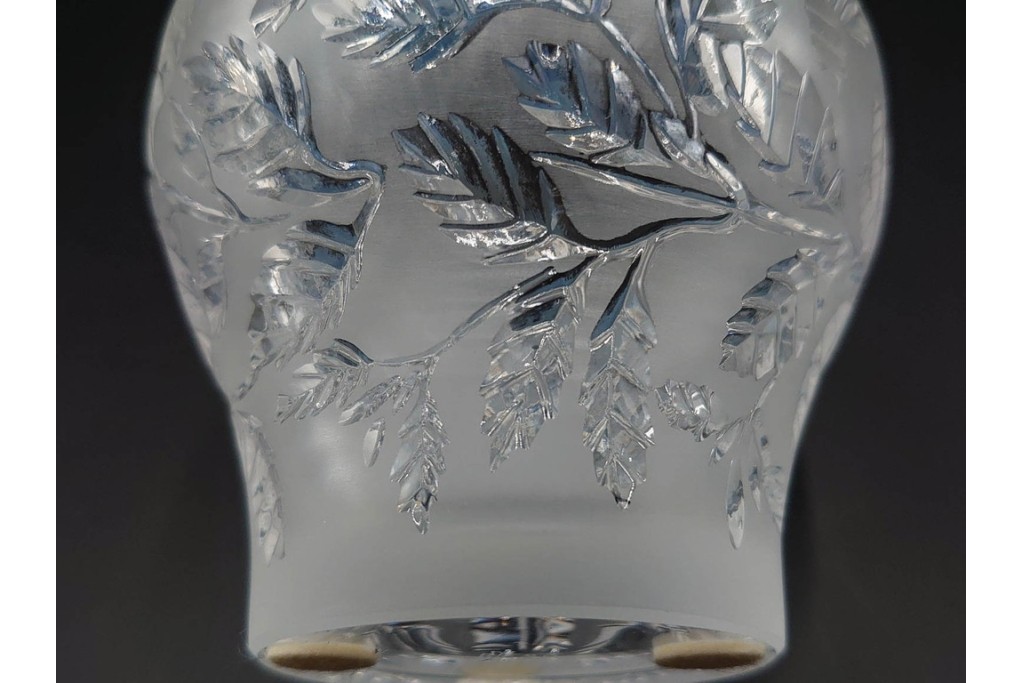 フランス　 LALIQUE(ラリック)　ローズマリー・バジル　繊細な植物の陰影が美しいキャンドルフォルダー2点セット　外箱付き　(R-084982)