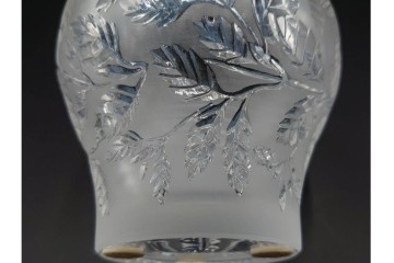 フランス　 LALIQUE(ラリック)　ローズマリー・バジル　繊細な植物の陰影が美しいキャンドルフォルダー2点セット　外箱付き　(R-084982)