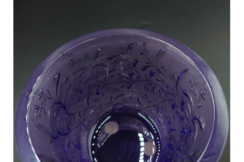 フランス　 LALIQUE(ラリック)　ローズマリー・バジル　繊細な植物の陰影が美しいキャンドルフォルダー2点セット　外箱付き　(R-084982)