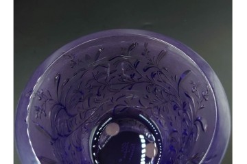 フランス　 LALIQUE(ラリック)　ローズマリー・バジル　繊細な植物の陰影が美しいキャンドルフォルダー2点セット　外箱付き　(R-084982)